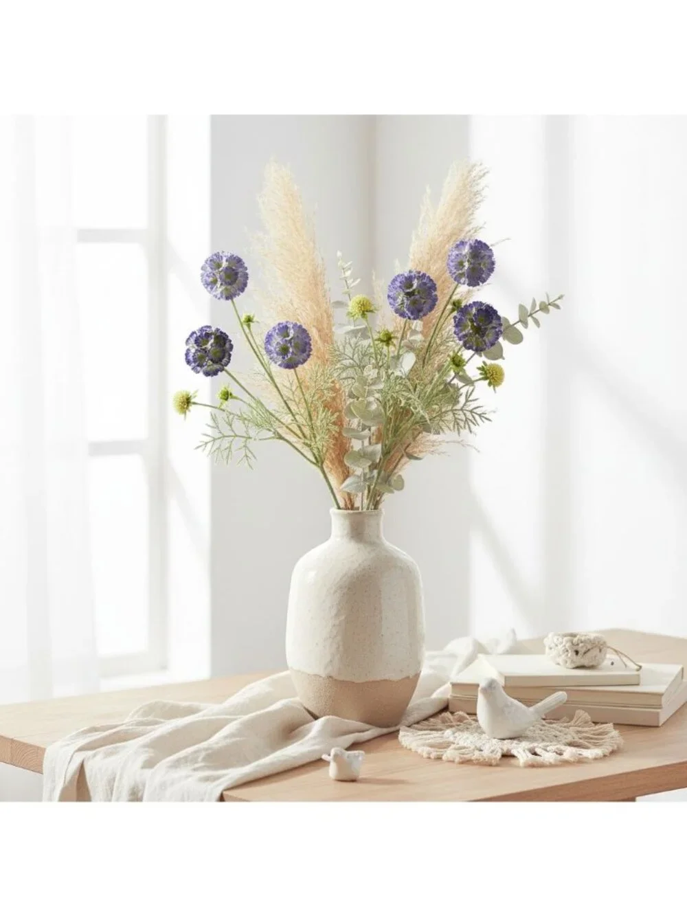 Artificial Scabiosa Flower Stems Purple Blue Large